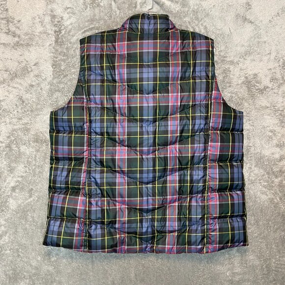 Lands End Women Green Tartan Plaid Down Full Zip Quilted Puffer Vest 1X - Picture 2 of 9